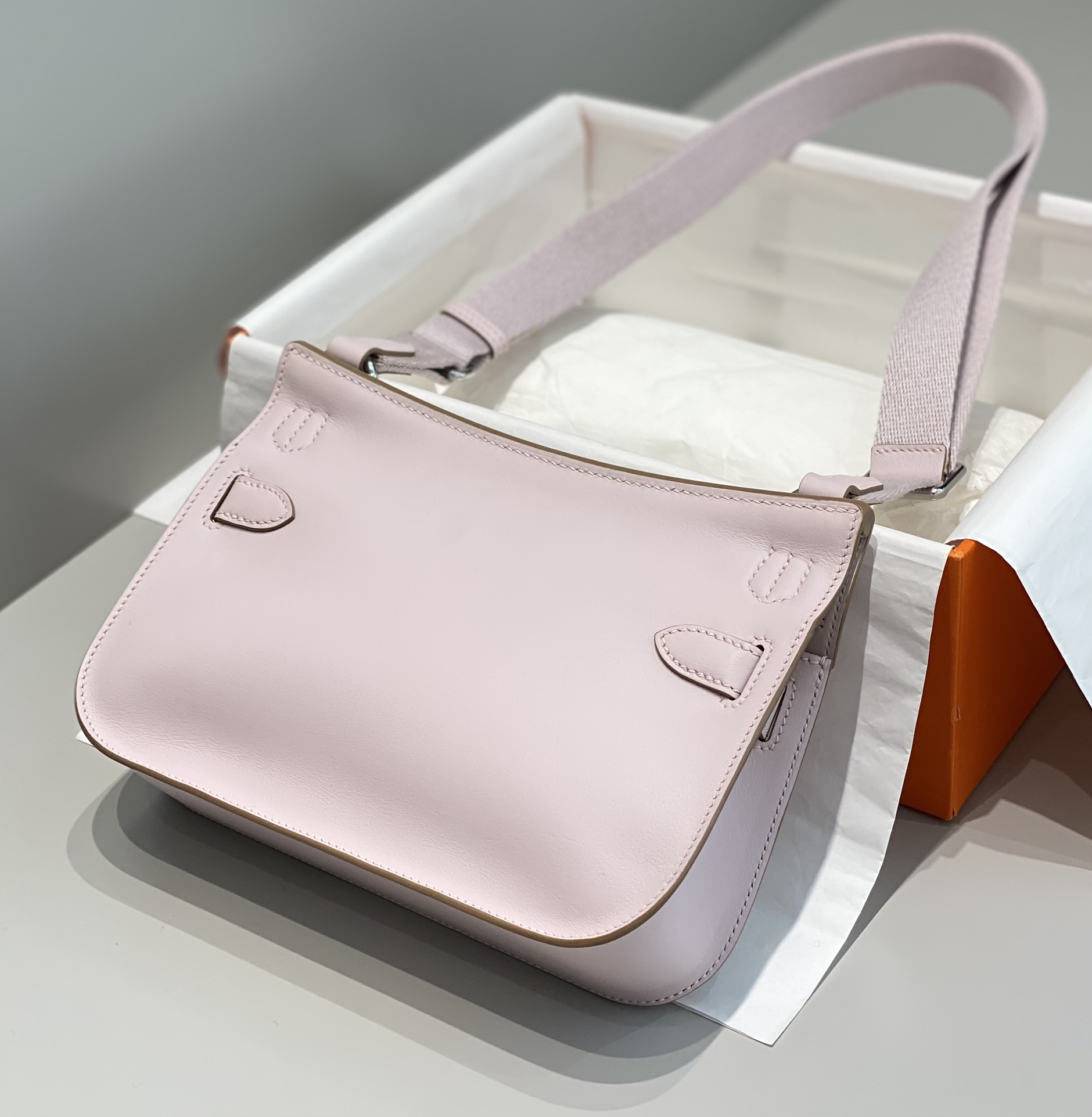 Hermes Jypsiere Mini Shoulder Bag In Light Pink Swift Leather